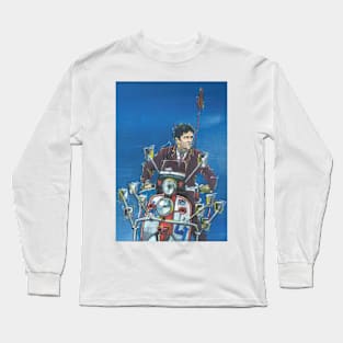 Retro Scooter, Classic Scooter, Scooterist, Scootering, Scooter Rider, Mod Art Long Sleeve T-Shirt